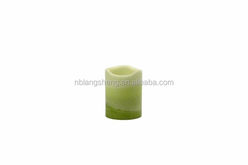 Green LED Candle with Mottled Surface,melted Top,party Candle
