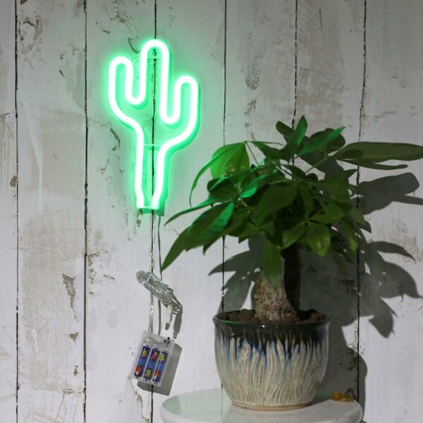 Custom USB and Battery Powered Green Cactus Decoration  PVC Neon Sign LED for Bedroom - Image 3