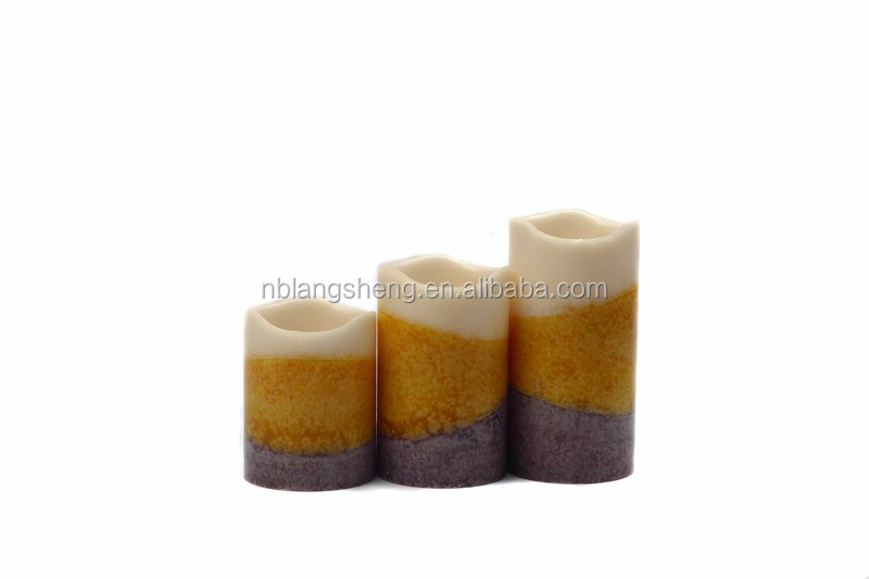 Mottled Surface Melted Top Three Color Holiday LED Candle