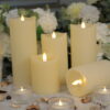 Light yellow decorative wax pillar candles flameless candle with moving wick - Image 3