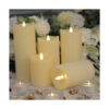 Light yellow decorative wax pillar candles flameless candle with moving wick
