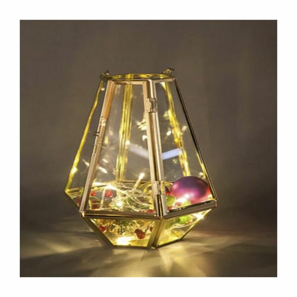 Gold metal geometric brass candle holder lantern for home christmas wedding decor