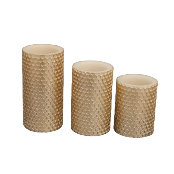 LED candle with honeycomb surface,golden color