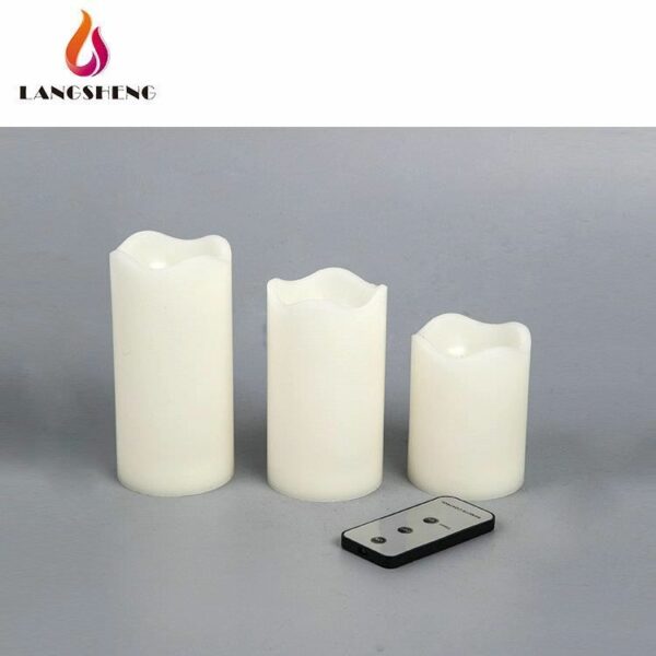 Popular colour flame changing flameless led ivory color drip wax candles with timer remote - Image 2