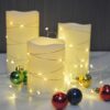 Hot sale string lights custom Ivory Real Wax Pillar decorative lamps led candle set