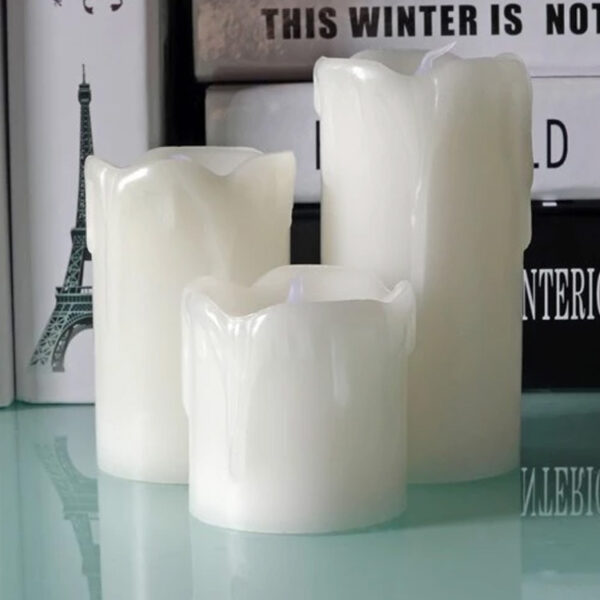 hot selling Set of 3 Flameless LED Candle wax with Moving Flame Wick - Image 2