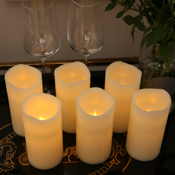 Flameless Candles Cycling 5H Timer Pack Battery Operated LED Real Wax Pillar Candles of 6 - Image 2