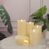 Light yellow decorative wax pillar candles flameless candle with moving wick - Image 6