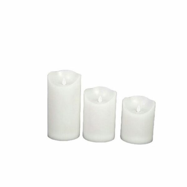 Custom design dancing flame led wax white pillar candle