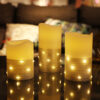 3pcs Beautiful glitter decorative led flameless plastic electric memorial pillar candle - Image 4