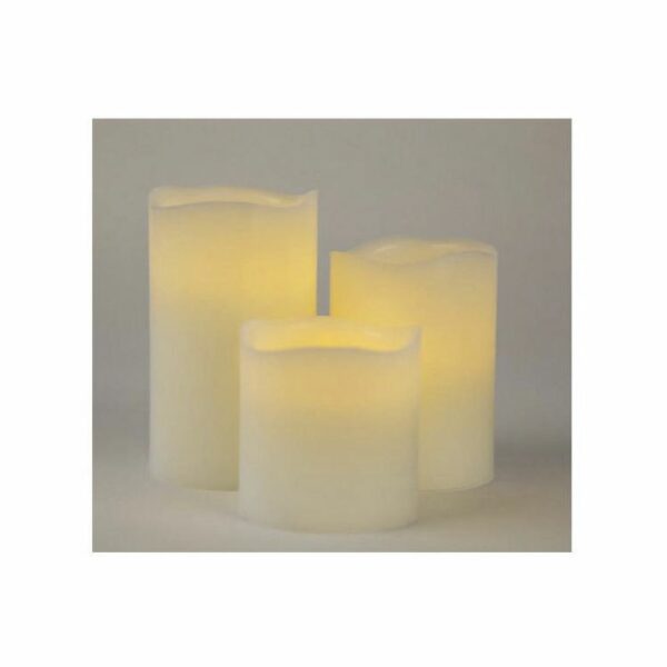 3pk- 3x4/5/6" with rustic finish melting top cream color wholesale electric flicker flameless candles