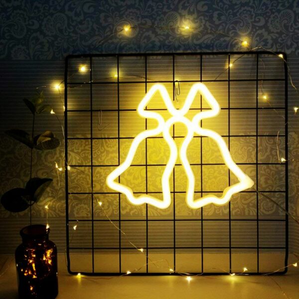 Hot sale battery usb wall jingle bells christmas decoration led neon light for party - Image 5