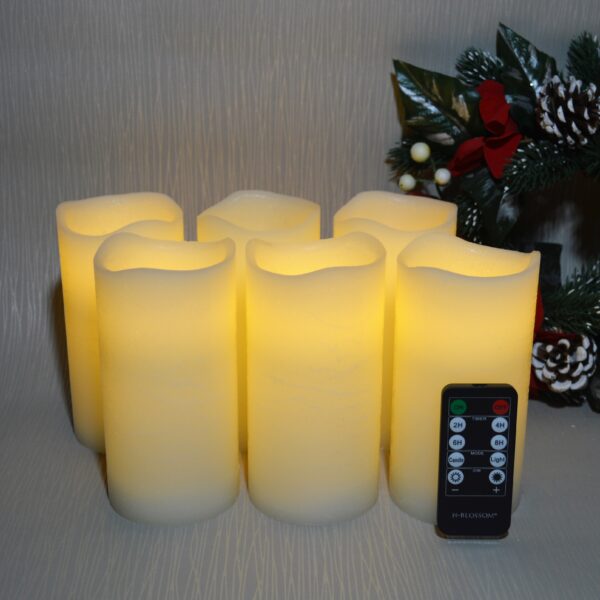 New arrival flameless battery operated 5mm flickering led wax decorative carved candles