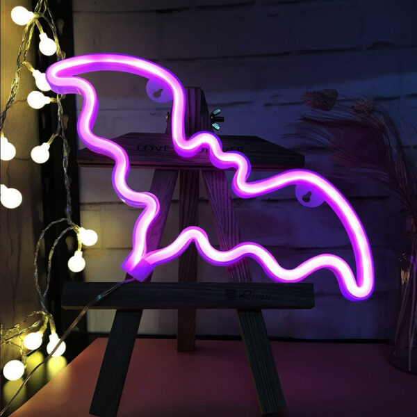 Bat shaped fancy custom wall pink halloween led flex neon light for wedding - Image 2