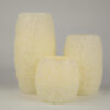 Drum shaped LED flameless wax candle carved with faviform finish