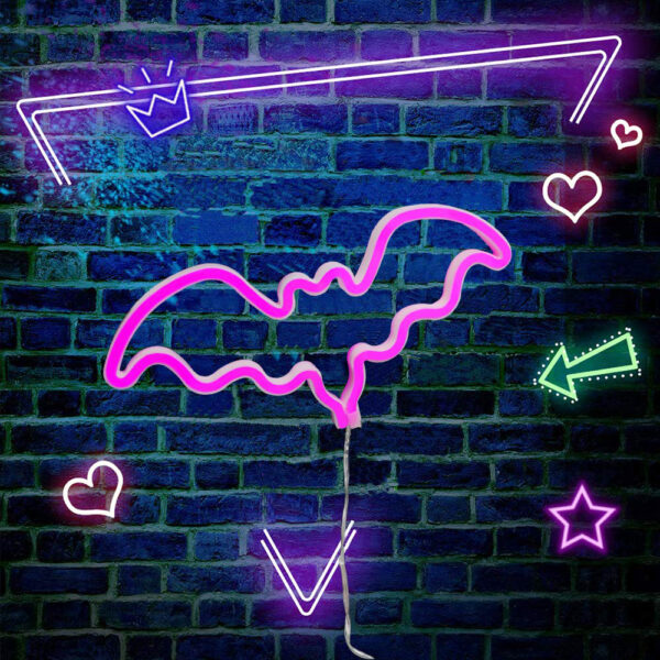 Bat shaped fancy custom wall pink halloween led flex neon light for wedding - Image 6