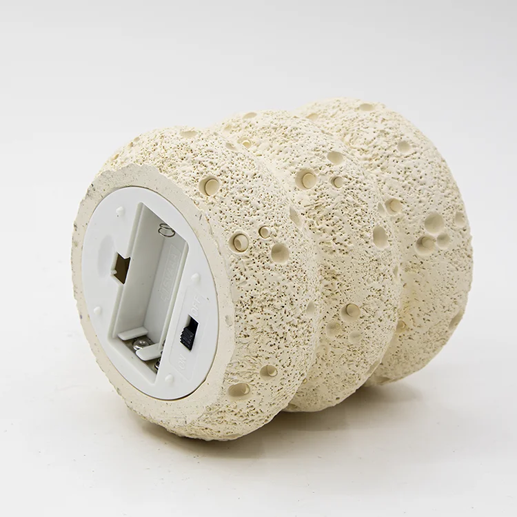 Gypsum Cement Round three-layered circular gypsum bullet head meteor crater LED candlle for Home Decoration