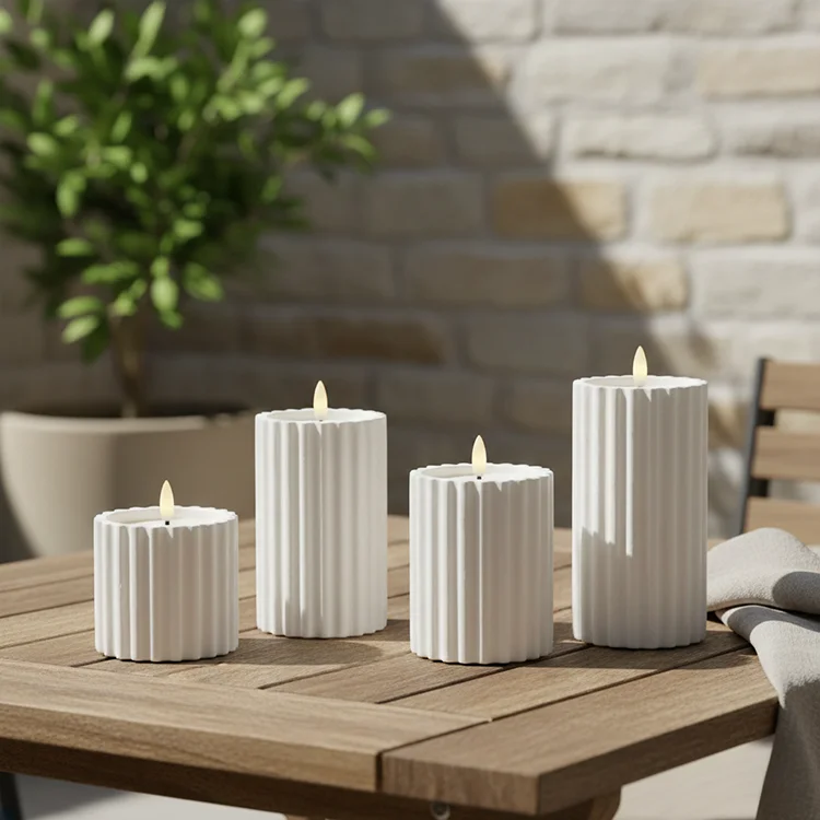 Coarse Vertical Striped Gypsum Bullet-shaped LED Candle LED Electronic Candle