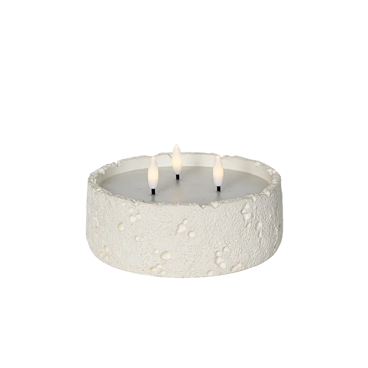Hot Selling Cylinder Potholes Design Modern Style Cement Meteorite Crater Surface Projectile Head LED Candle
