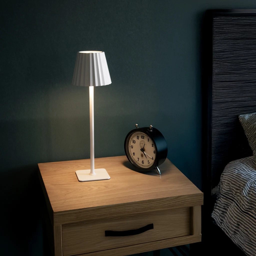 Portable LED Cordless Table Lamp Touch Dimming Night Lamp with ABS Body for Bedrooms DC Power Supply