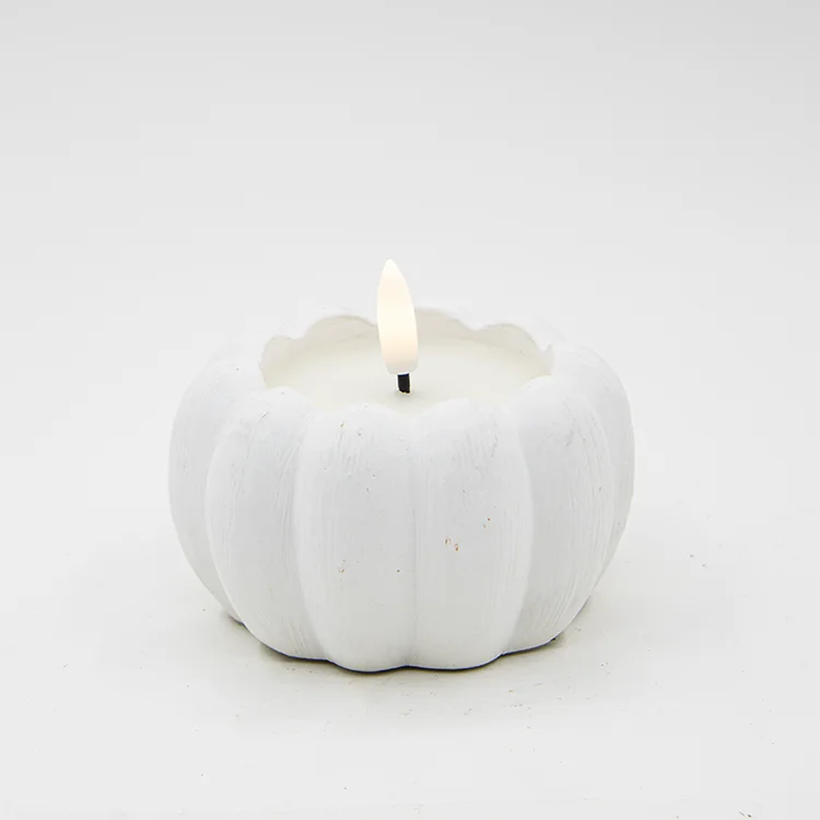 Pumpkin Cement Bullet-Shaped LED Battery Operated Candle for Christmas and New Year Home Decoration