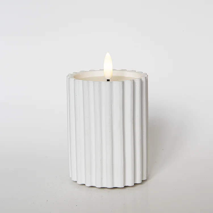 Coarse Vertical Striped Gypsum Bullet-shaped LED Candle LED Electronic Candle