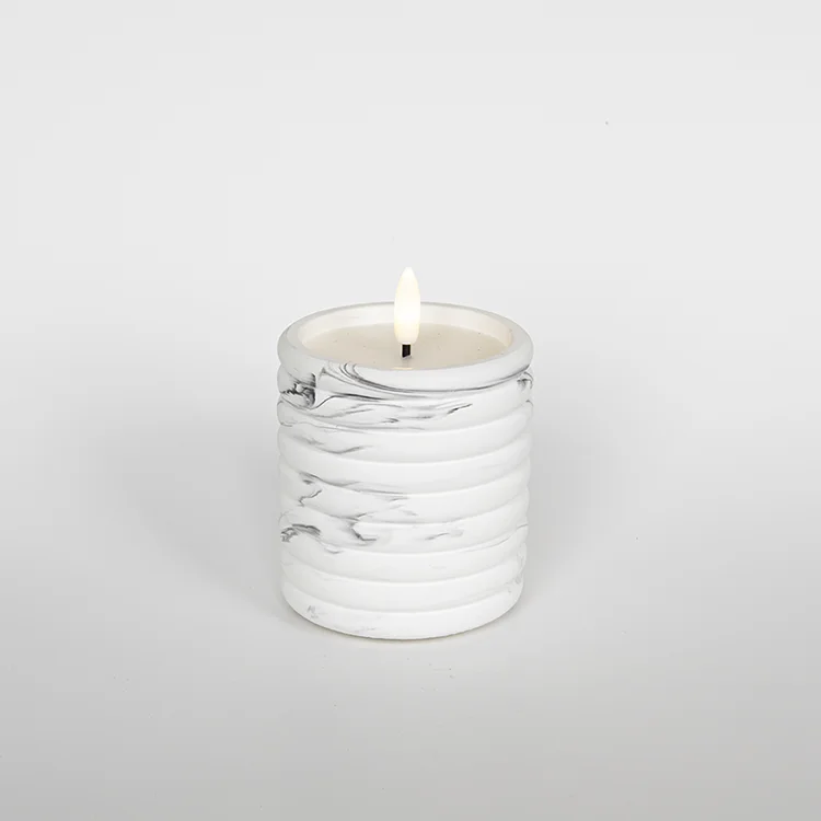 Lunar Texture Art Candle Electronic Ceramic Ring-shaped Threaded Water Transfer Bullet-shaped LED Candle