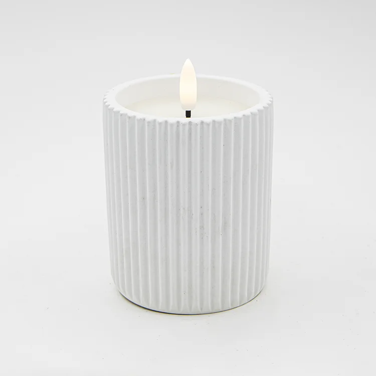 LED Cement Electronic Candle Warm  White Battery Operated Flickering Flameless Cement Led Candle for Home Decoration