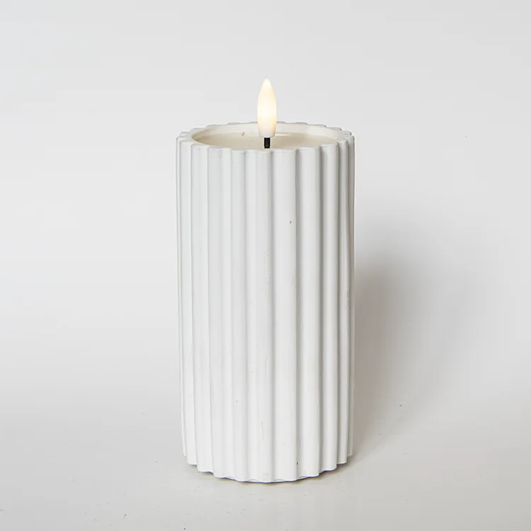 Coarse Vertical Striped Gypsum Bullet-shaped LED Candle LED Electronic Candle