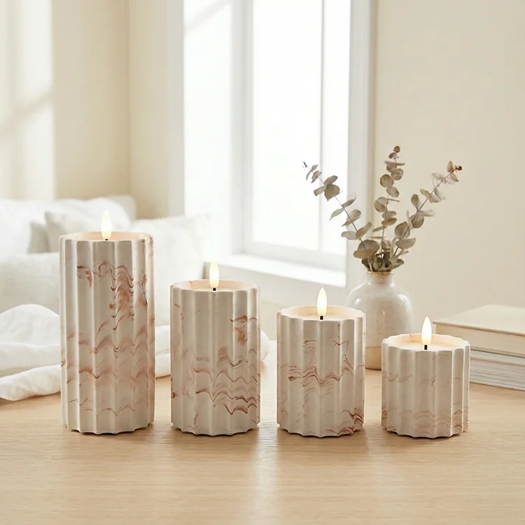 Vertical Rhombus-shaped Gypsum Water Transfer Bullet-shaped LED Candle LED Electronic Candle
