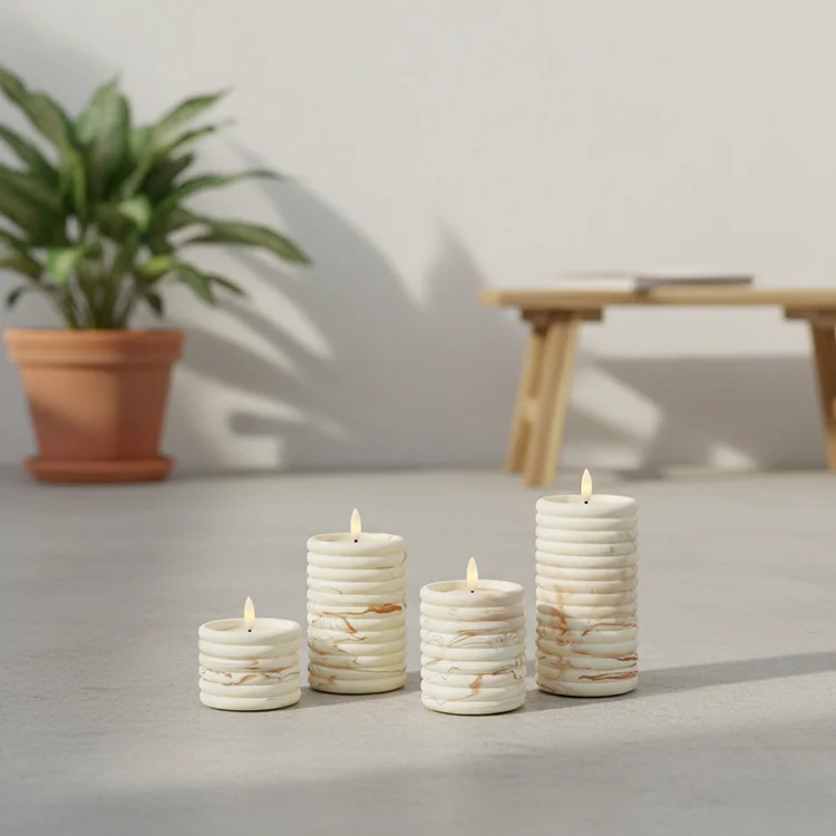 Lunar Texture Art Candle Electronic Large Cement Candles Creative Concrete Casing LED Electronic Candle