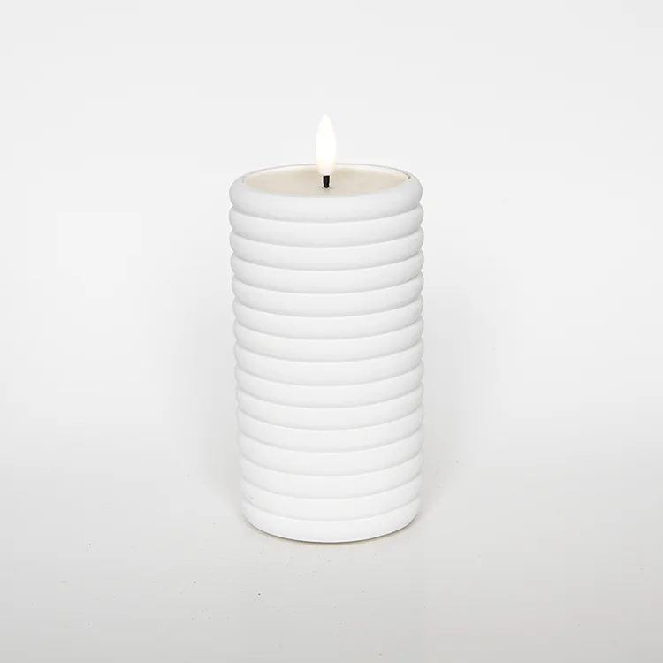 Lunar Texture Art Candle Electronic Ceramic Ring-shaped Threaded Bullet-shaped LED Candle LED Electronic Candle