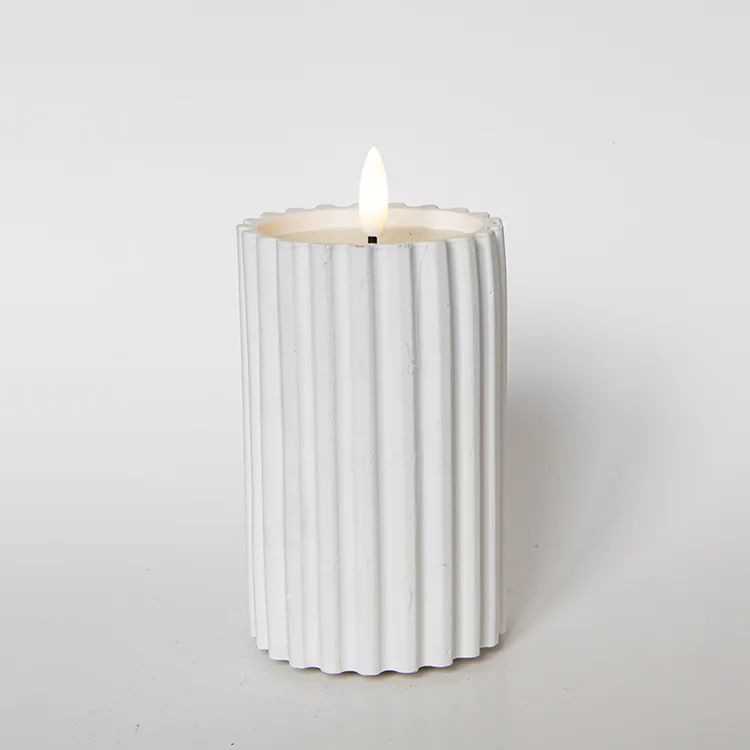 Coarse Vertical Striped Gypsum Bullet-shaped LED Candle LED Electronic Candle