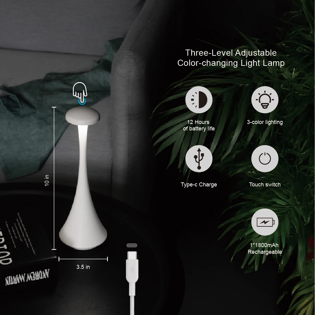 Novel Cordless Led Desk Lamp Rechargeable Touch Dimming Portable  Table Lamp