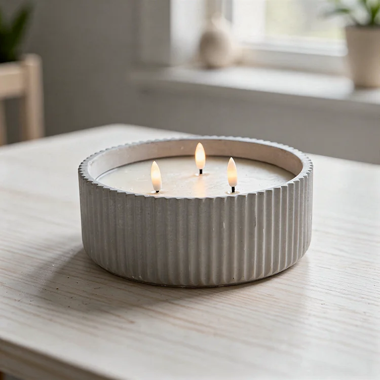 Wholesale Custom Logo Modern Concrete Casing LED Flameness Electronic Candle for Christmas Wedding and Home Decoration