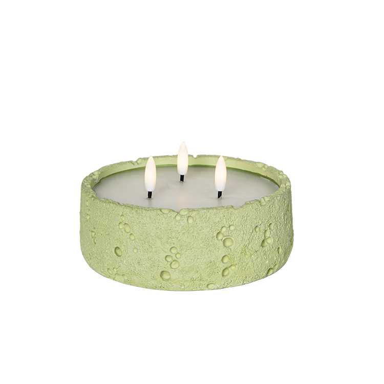 Hot Selling Cylinder Potholes Design Modern Style Cement Meteorite Crater Surface Projectile Head LED Candle