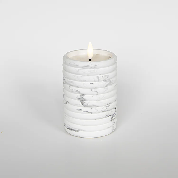 Lunar Texture Art Candle Electronic Ceramic Ring-shaped Threaded Water Transfer Bullet-shaped LED Candle