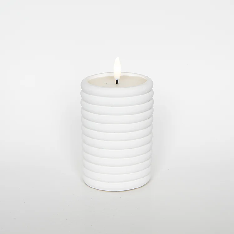 Lunar Texture Art Candle Electronic Ceramic Ring-shaped Threaded Bullet-shaped LED Candle LED Electronic Candle