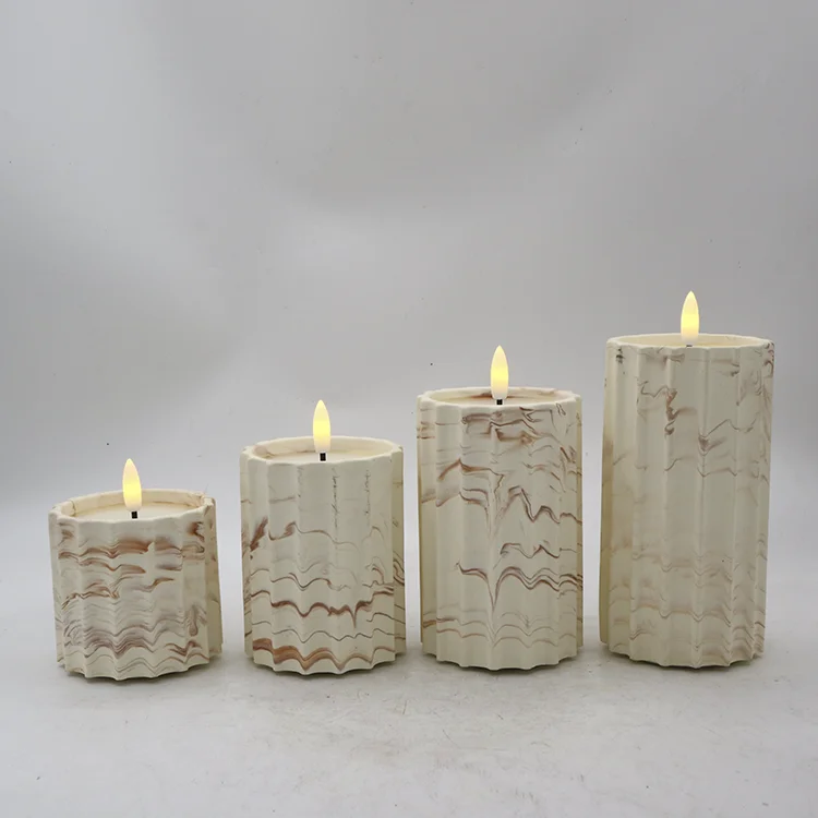 Lunar Texture Art Candle Electronic Large Cement Candles Creative Concrete Casing LED Electronic Candle