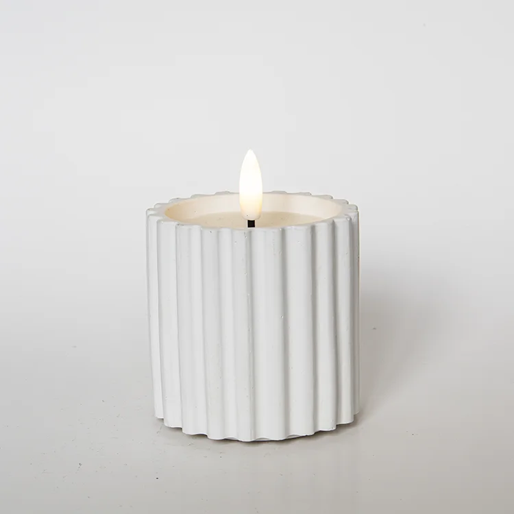 Coarse Vertical Striped Gypsum Bullet-shaped LED Candle LED Electronic Candle