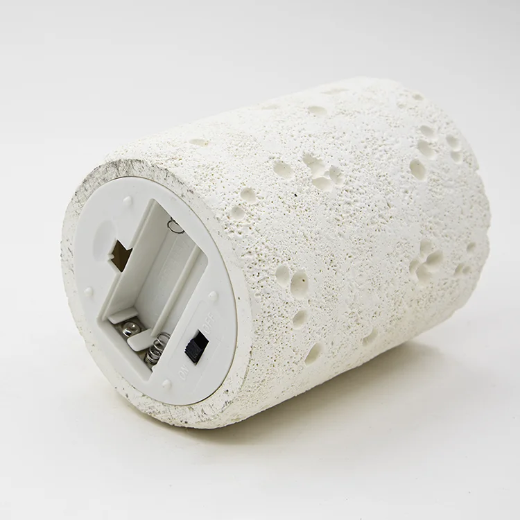 Hot Selling Cylinder Potholes Design Concrete Candle Cup Modern Style LED Candle for Home Decor
