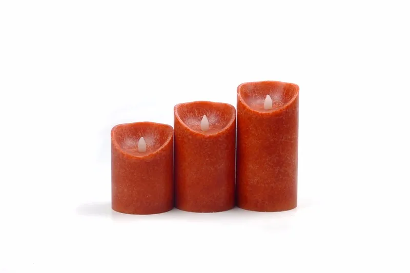 Red LED Candle with Mottled Surface,melted Top,2AA Battery,,high Quality