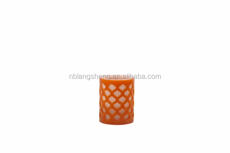 Moroccan Gate Flameless Wax LED Candles,carved Candle,orange Color