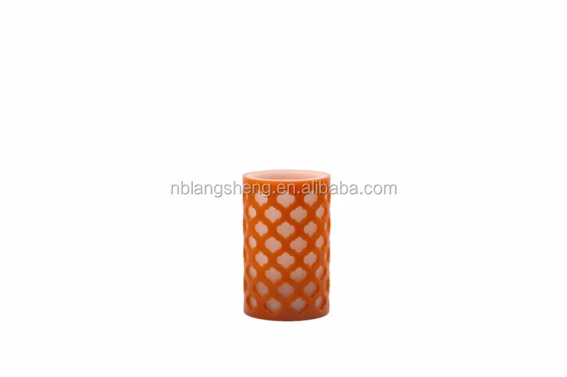 Moroccan Gate Flameless Wax LED Candles,carved Candle,orange Color