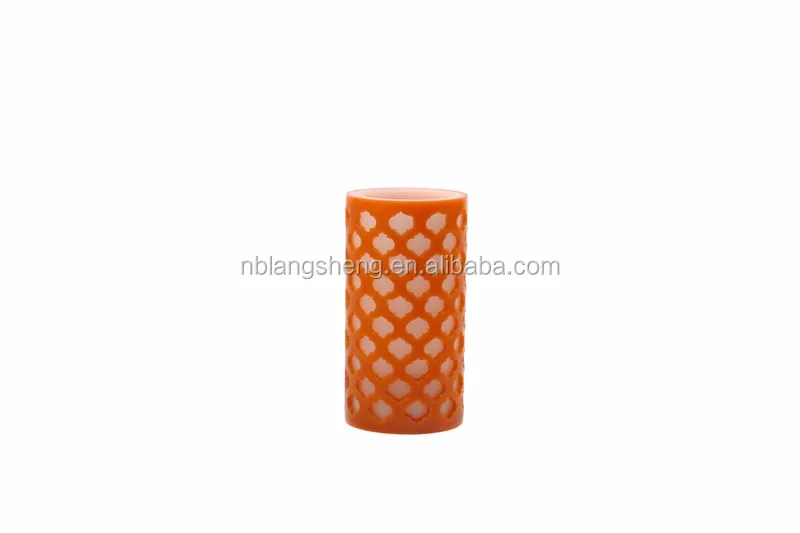 Moroccan Gate Flameless Wax LED Candles,carved Candle,orange Color