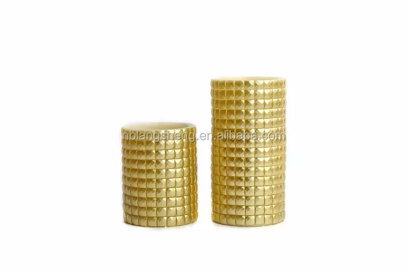 LED Mosaic Candle with Golden Paint
