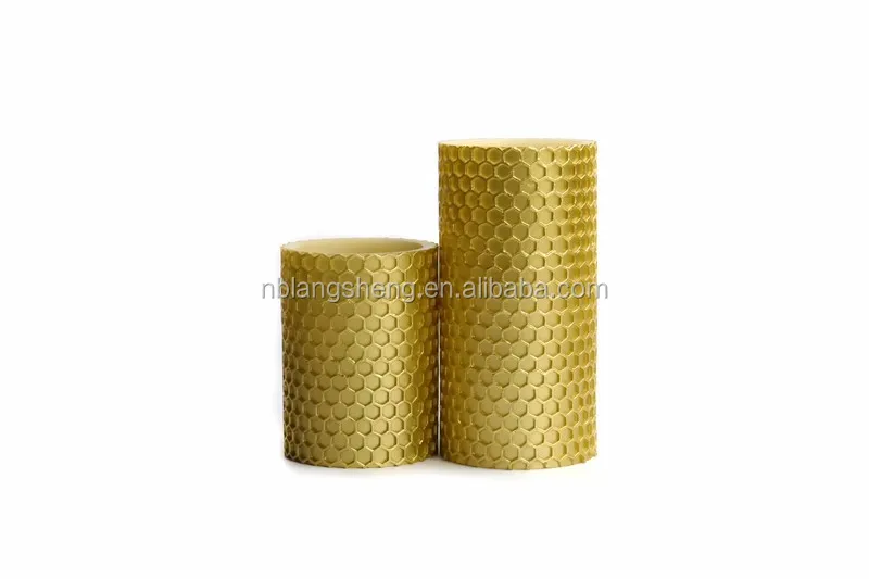 LED Candle with Honeycomb Surface,golden Color