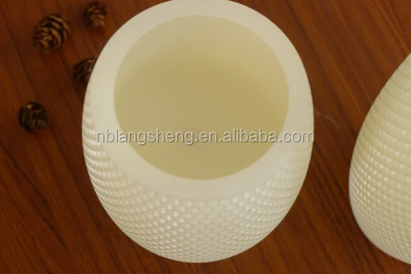 Drum Shaped LED Flameless Wax Candle Carved with Faviform Finish