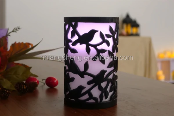 LED Flameless Candle Carved with Bird