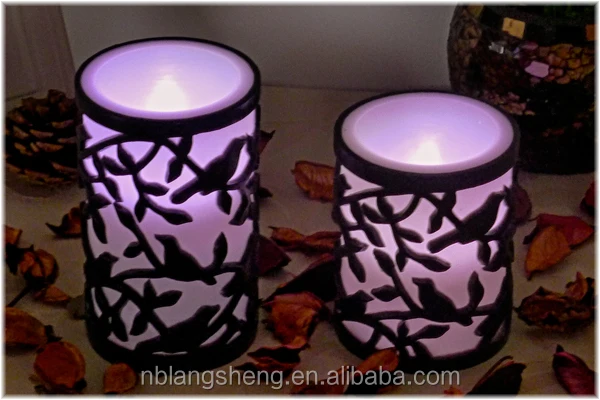 LED Flameless Candle Carved with Bird
